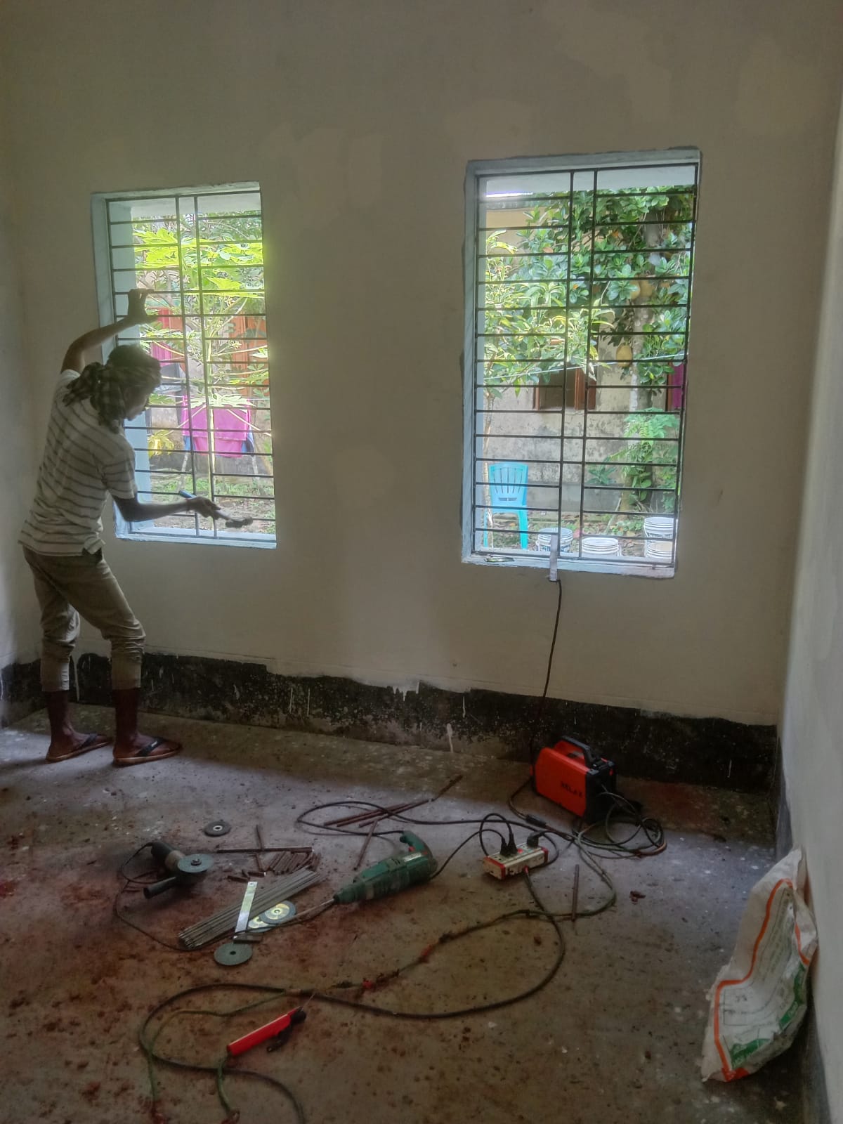 Window grill work at Char Kolmi Union Health Centre